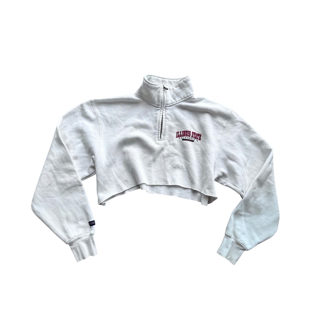 JanSport Illinois State University Redbirds Cropped Quarter Zip Sweatshirt White